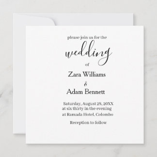 Invitación de boda simple en blanco y negro