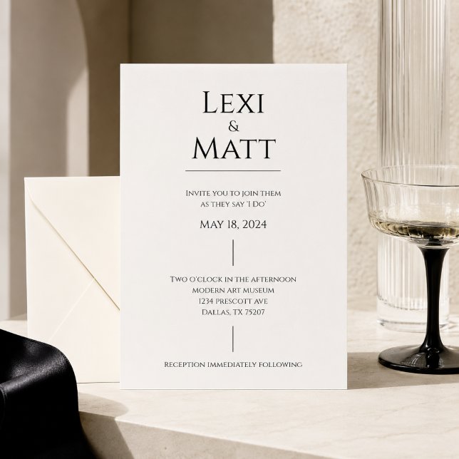 Invitación de boda simple en blanco y negro (Subido por el creador)