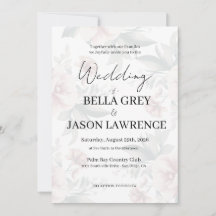 Invitación de boda simple flor negro y blanco