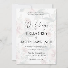 Invitación de boda simple flor negro y blanco