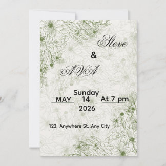 Invitación de boda Simple Green