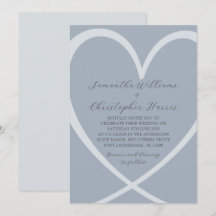 Invitación de boda Simple Heart Dusty Blue