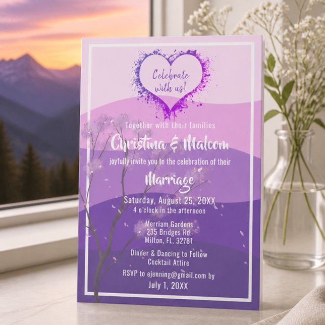Invitación de Boda Simple Majestad Montañas Púrpur (Subido por el creador)