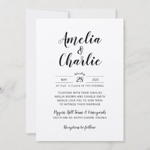 Invitación de boda simple minimalista rústica