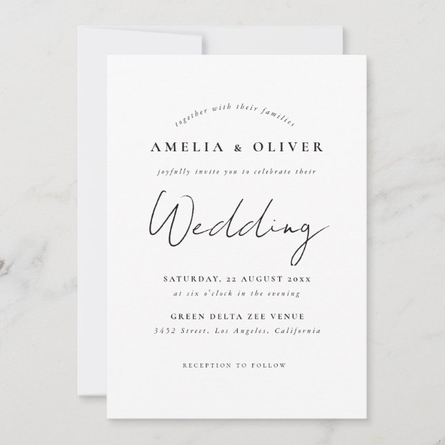 Invitación de boda simple moderna (Anverso)