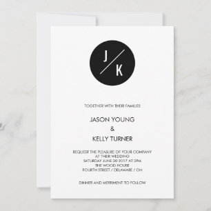 Invitación de boda simple moderna - círculo negro