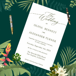 Invitación de boda simple moderna clásica en verde
