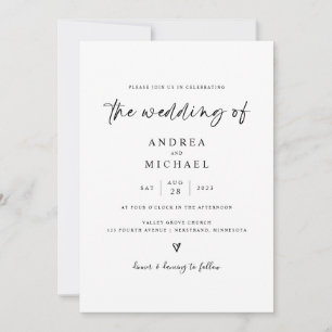 Invitación de boda simple moderna dibujada a mano