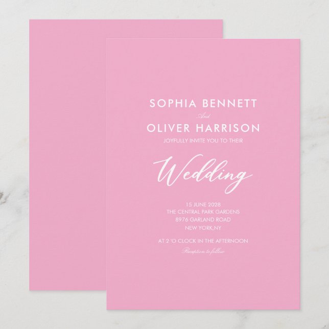 invitación de boda SIMPLE moderna elegante (Anverso / Reverso)