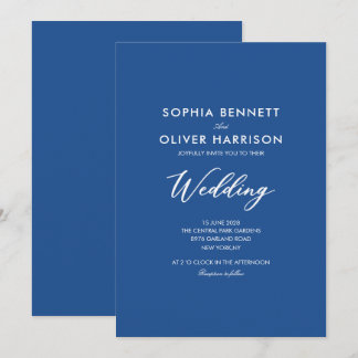 invitación de boda SIMPLE moderna elegante azul
