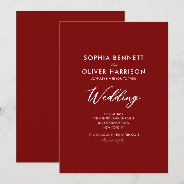 invitación de boda SIMPLE moderna elegante de terr (Anverso / Reverso)