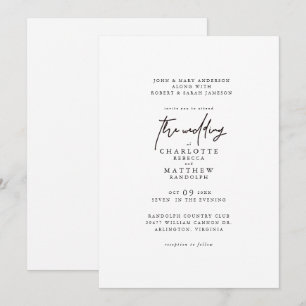 Invitación de Boda Simple Moderna para Ambos Padre