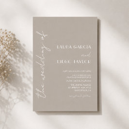 Invitación de boda simple moderna Taupe