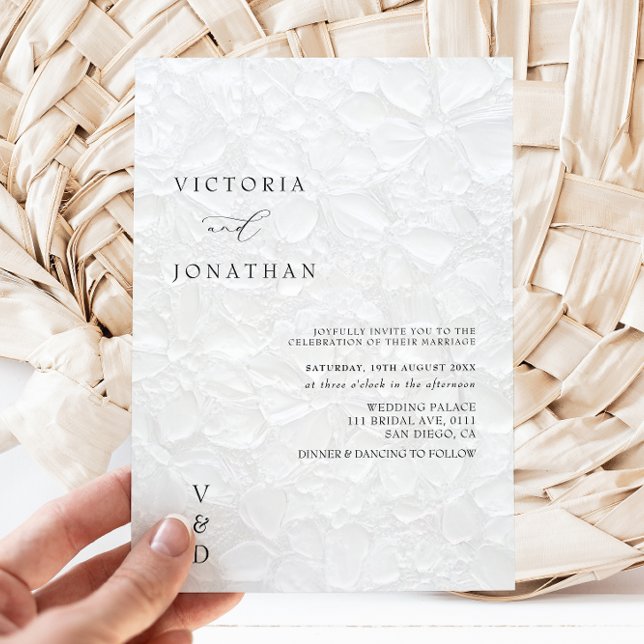 Invitación de boda simple monograma blanco (Subido por el creador)