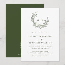 Invitación de boda simple monogramada