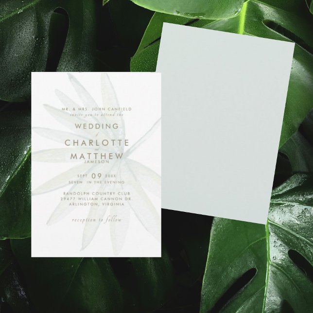 Invitación de boda Simple Tropical Stem Seafoam (Subido por el creador)