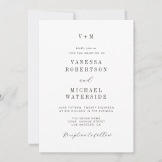 invitación de boda simple única en blanco y negro