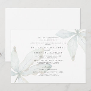 Invitación de boda Simple White Tropical Foliage I