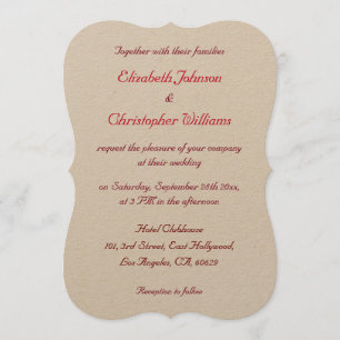 Invitación de boda simple y elegante de Kraft pers