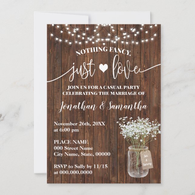 Invitación de Boda sin Adornos Solo Amor (Anverso)