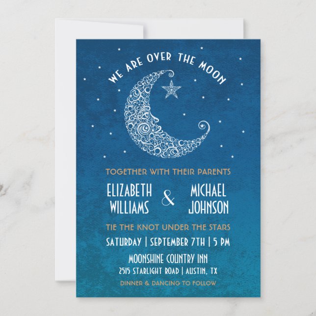 Invitación de Boda Sobre la Luna (Anverso)