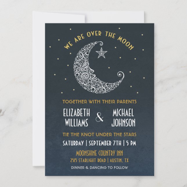 Invitación de Boda Sobre la Luna II (Anverso)