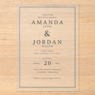 Invitación de boda sofisticada en blanco y negro
