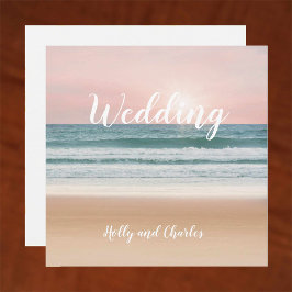 Invitación de boda. Sol, arena, mar y cielo.