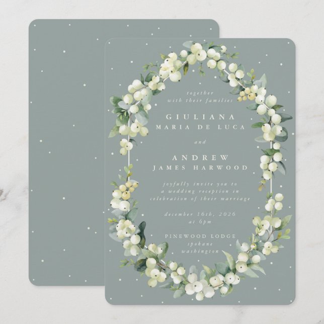 Invitación de boda solo recepción Verde Espuma de  (Anverso / Reverso)