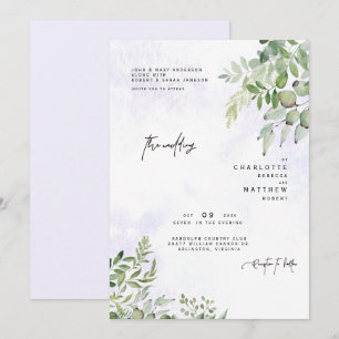 Invitación de boda soñadora con follaje goteante d