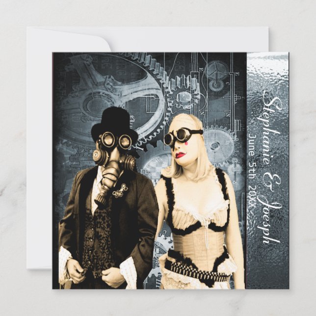 invitación de boda steampunk (Anverso)