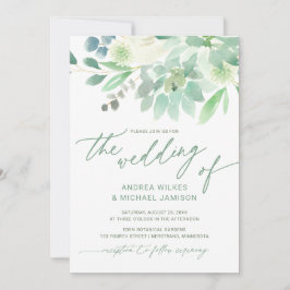 Invitación de Boda Suculenta Cactus Acuarela Verde