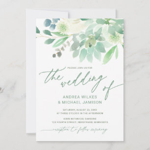 Invitación de Boda Suculenta Cactus Acuarela Verde