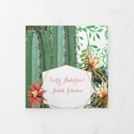 Invitación De Boda Suculenta De Cactus En Uno