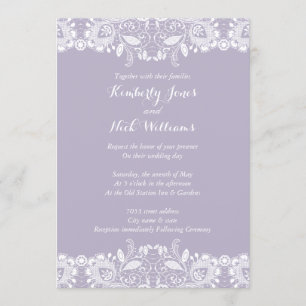 Invitación de boda Sweet White Lace Dusty Purple