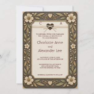 Invitación de boda Sweethearts Western de cuero tr