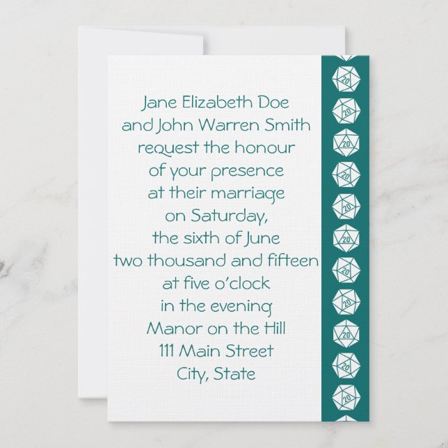 Invitación de boda Tabletop Chic en turquesa (Anverso)