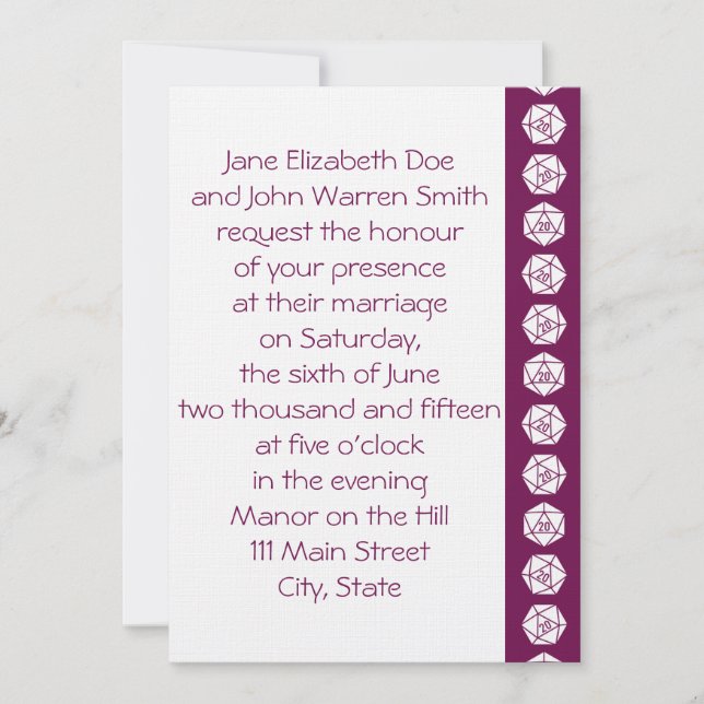 Invitación de boda Tabletop Chic en vino (Anverso)
