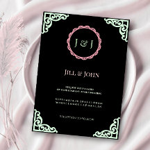 Invitación de Boda Tarjeta Art Déco Verde Salvia