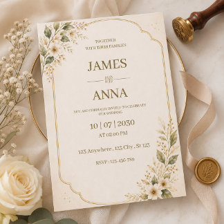 Invitación de Boda Tarjeta Floral Botánica Elegant