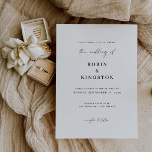 Invitación de boda Tarjeta formal mínima de escrit