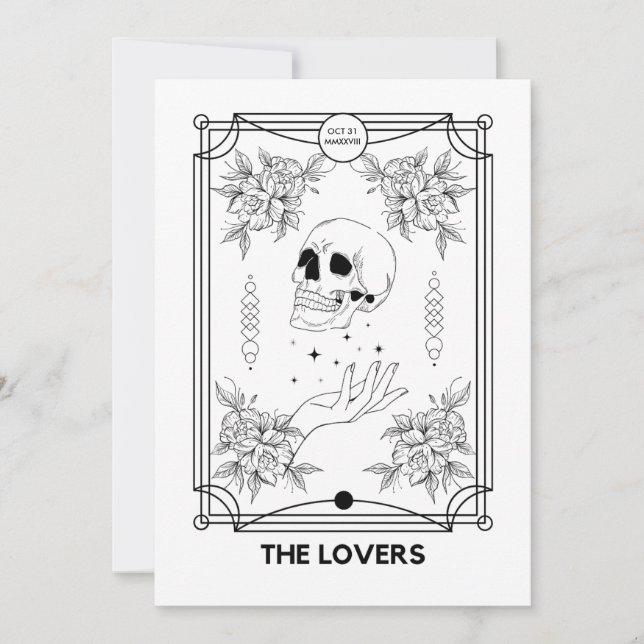 Invitación de Boda Tarot de Los Amantes (Anverso)