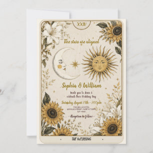Invitación de boda Tarot Luna Sol Estrellas Amante