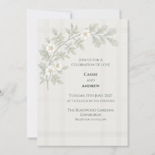 Invitación de boda Tartán de hoja de roble rosa bl