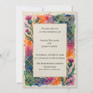 Invitación de boda Tartán Thistle Arcoíris