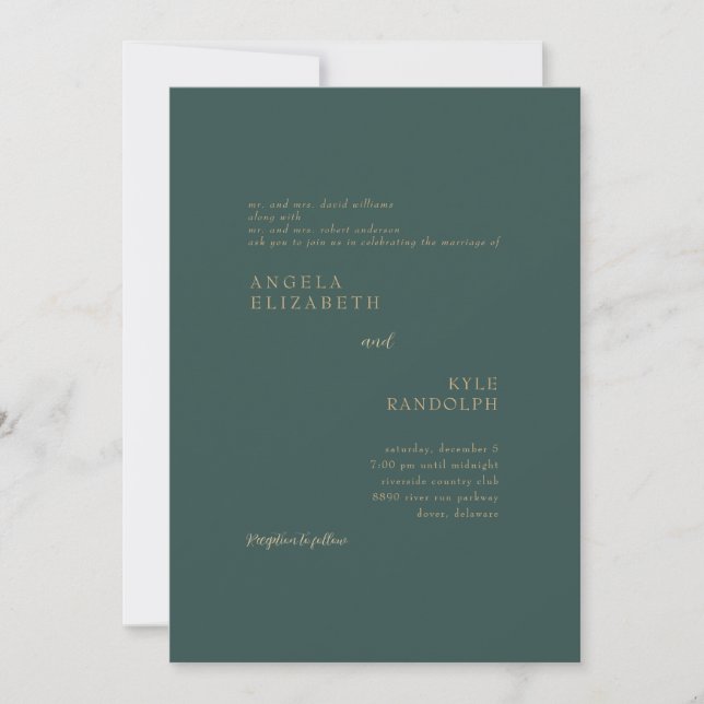 Invitación de boda Teal Elegance in Motion (Anverso)