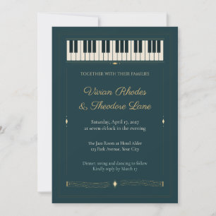 Invitación de boda Teclas de piano de la era del j