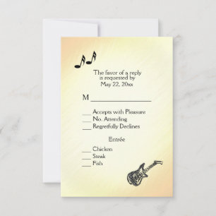 Invitación de boda tema de guitarra amarillo  