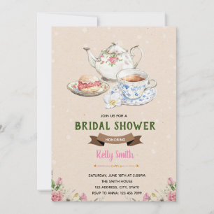 invitación de boda tema de pastel de té de flores
