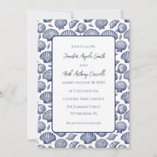 Invitación de boda tema de playa náutica con conch